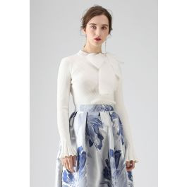 Fancy with Bowknot Knit Top in White | Chicwish