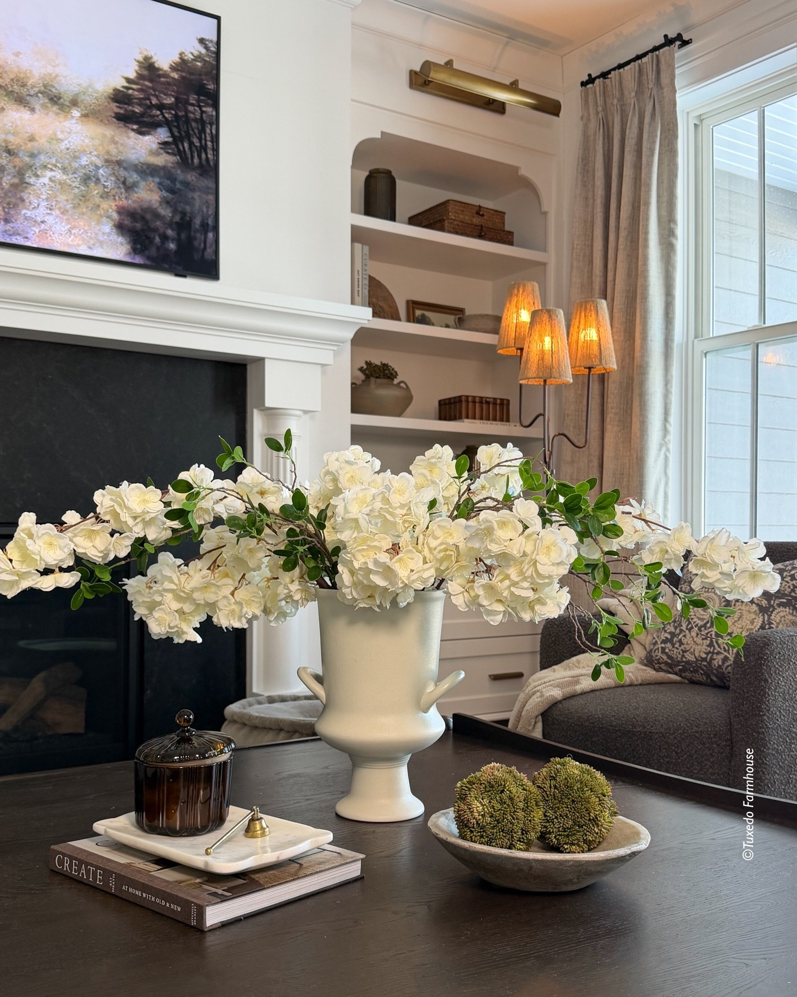 My favorite cherry blossom stems are back. This is a very full stem— I’m using 3 in my vase, with 3 green leaf stems. They are realistic and gorgeous!

#springdecor

#LTKSeasonal #LTKHome