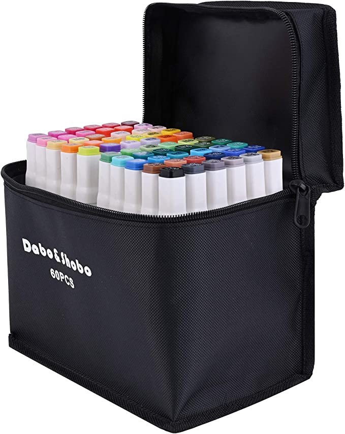 60 Colors Alcohol Markers，drawing markers，Dual Tip Art Markers ，Fine & Chisel Coloring Mark... | Amazon (US)