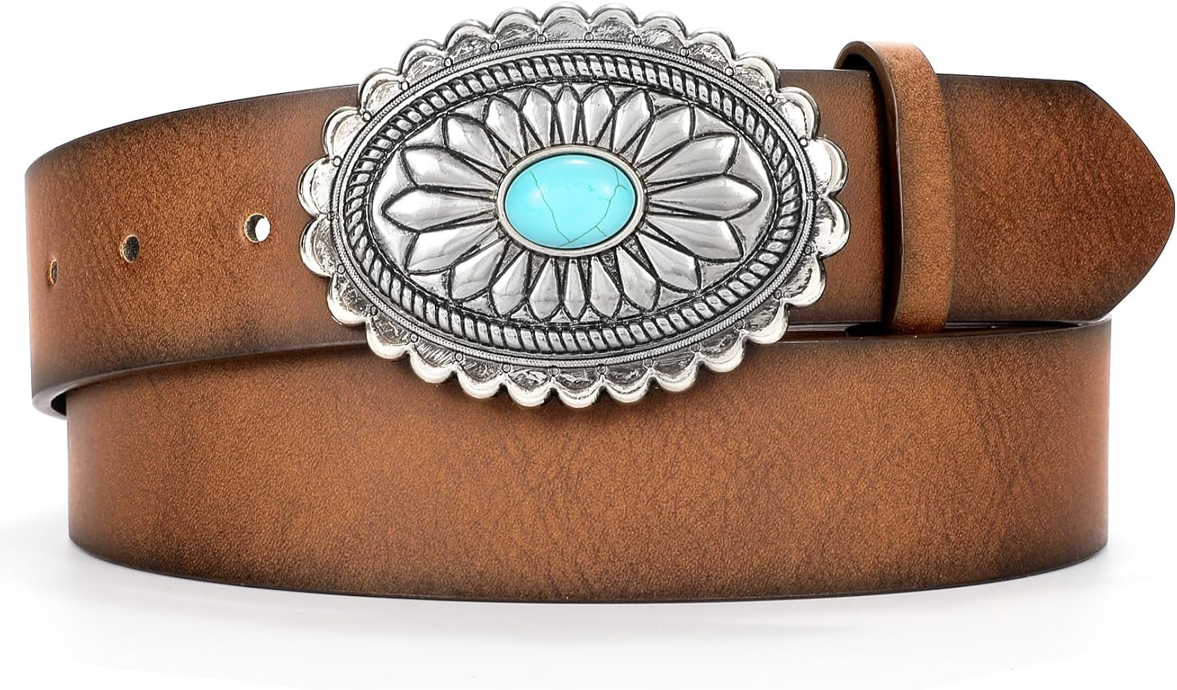 XZQTIVE Women Western Leather Belt Vintage Country Belts For Cowgirl Jeans Dresses Ladies Concho ... | Amazon (US)