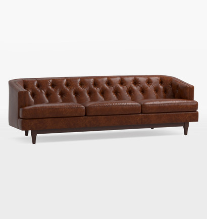 Bourbon Leather Chesterfield Sofa, 104 Inches