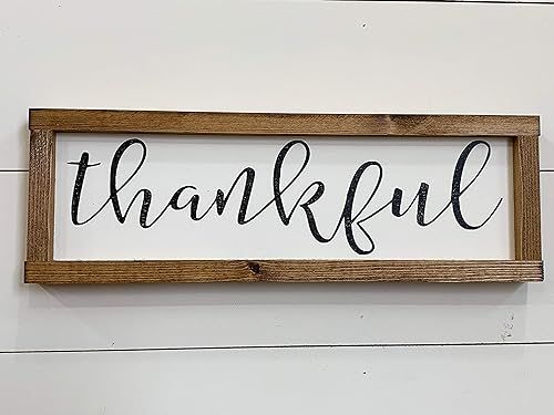 Thankful, Thanksgiving decor, Framed fall sign, Farmhouse wood sign | Amazon (US)