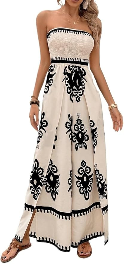 Women's Casual Loose Jumpsuits Resort-Style Printed Jumpsuit | Amazon (US)