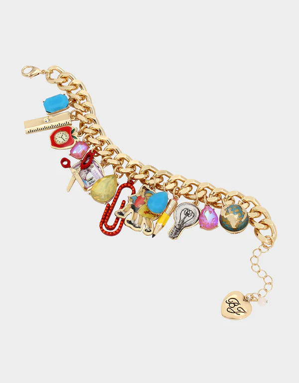 BOOK SMART SCHOOL CHARM BRACELET MULTI | Betsey Johnson