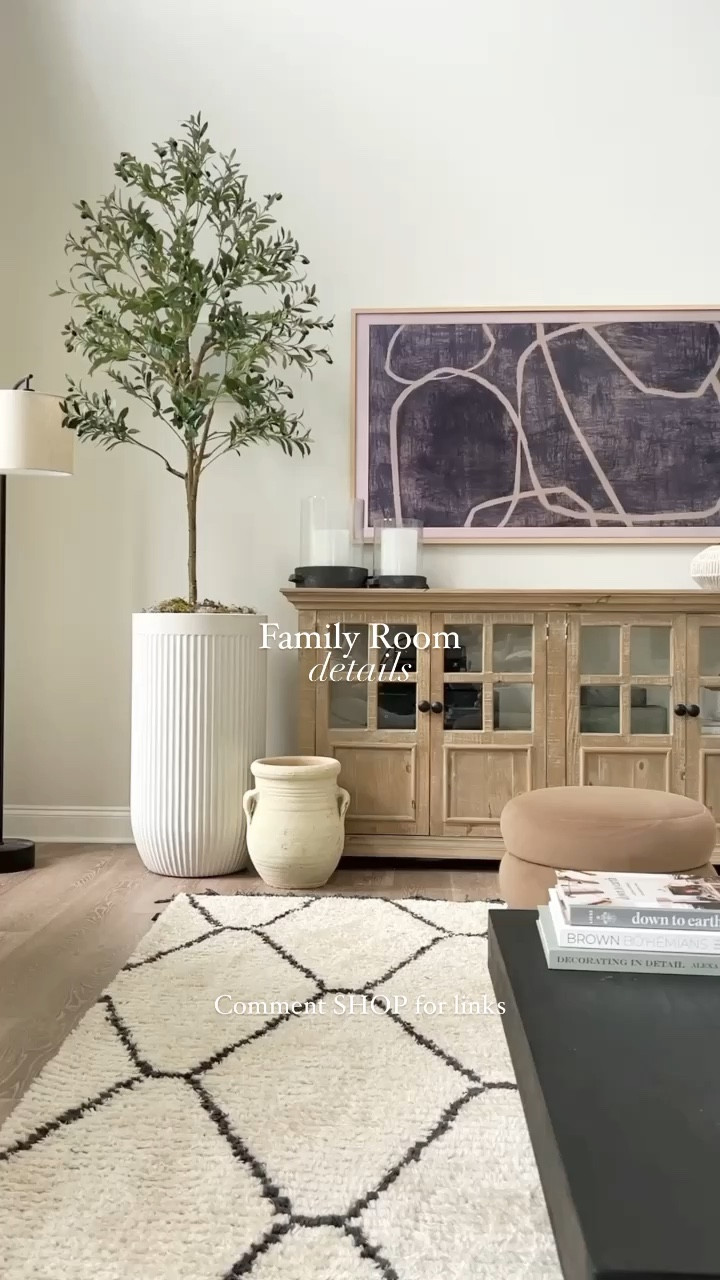 Family room, sofa, couch, living room, home decor, rug, chair, tree, olive tree, planter, ottoman, Target, amazon, frame tv, Loloi, wayfair, coffee table 

#LTKhome #LTKstyletip #LTKfamily