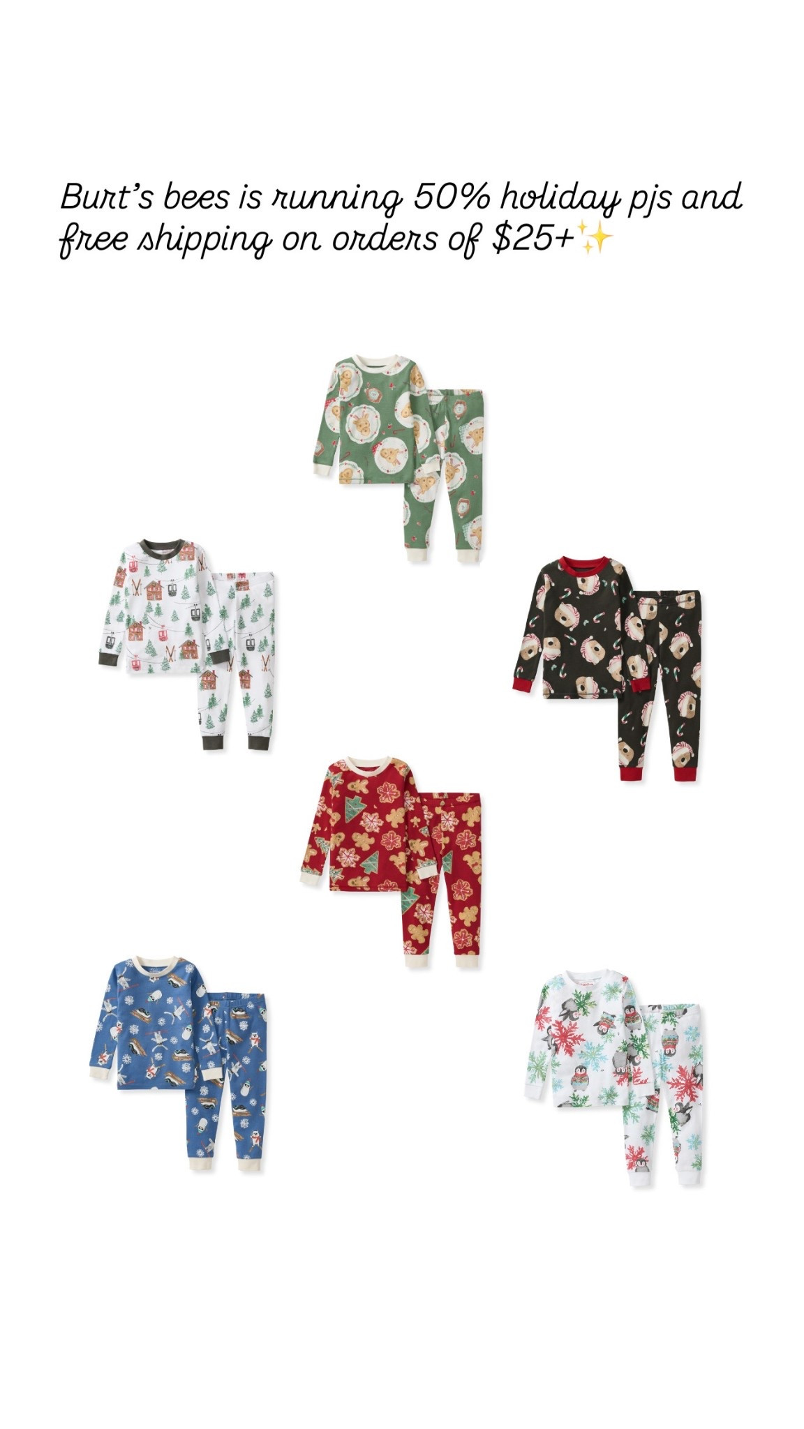 2 days sale on select Christmas styles and pjs! 50% and free shipping on orders of $25+! 
.
.
.
#burtsbeespajamas #christmaspajamas #toddlerpajamas #burtsbeesbaby 


#LTKHoliday #LTKFamily #LTKKids