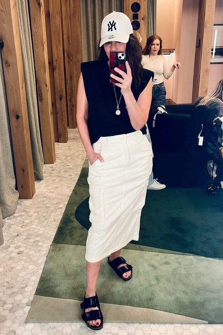 This top was on sale online but not in stores!! 
Ps love these NEW Birkenstocks with all these fits from Aritzia 
Weeeing size 6 skirt and small top 

#LTKstyletip #LTKSpringSale #LTKtravel