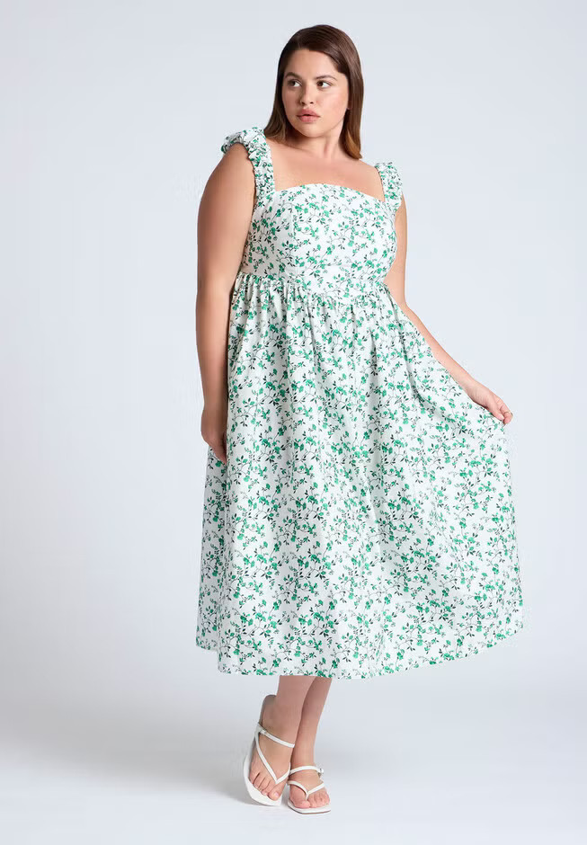 Poplin Midi Dress W Corset Details | Eloquii