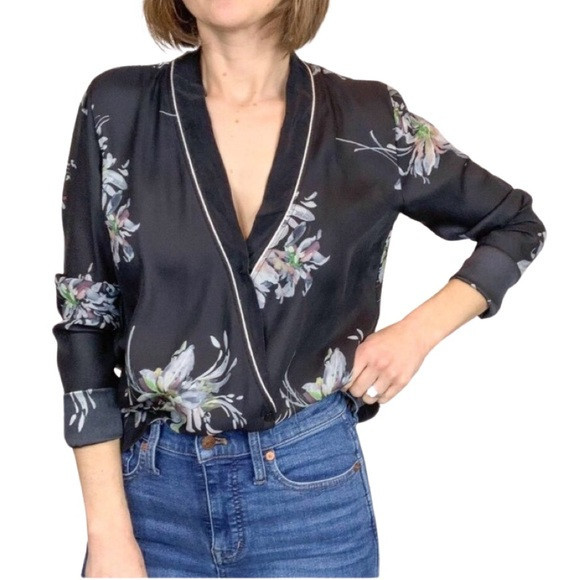 ZARA Woman Floral Pajama Style Satin Like Button Down | Poshmark