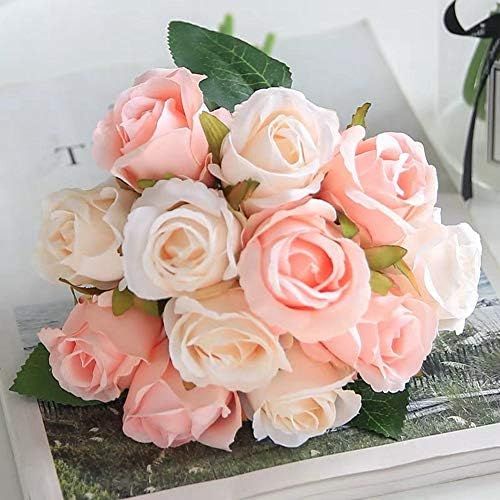 Jasion Artificial Roses Flowers 12 Heads Arrangement Silk Bouquet for Home Office Parties Bridal ... | Amazon (US)