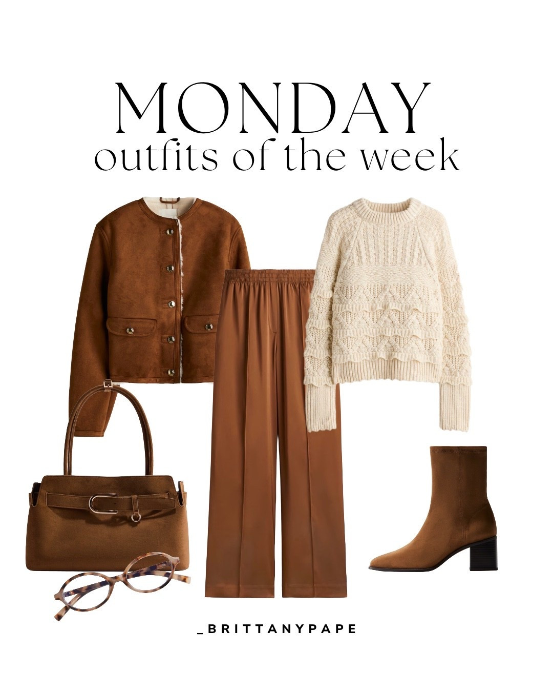Outfit of the week-Monday


H&M, beige sweater, women’s sweater, brown pants, silk pants, satin pants, brown boots, suede boots, ankle boots, brown purse, blue light glasses, glasses, Christmas outfit, workwear outfit, business casual outfit, date night outfit, holiday outfit, holiday party, family photos 

#LTKHoliday #LTKFindsUnder50 #LTKootd