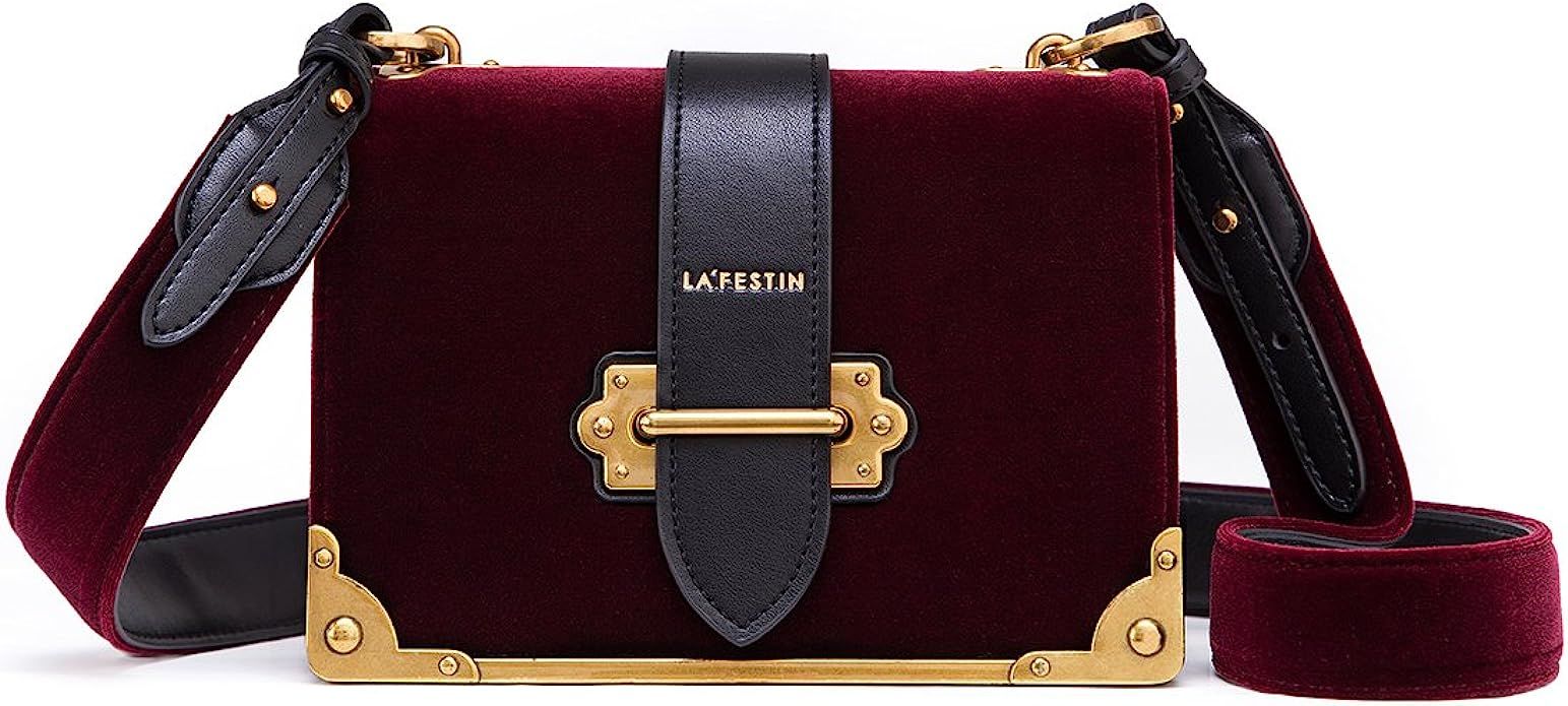 LA'FESTIN Vlevet Leather Shoulder Bag for Ladies Cross Body Handbag | Amazon (US)