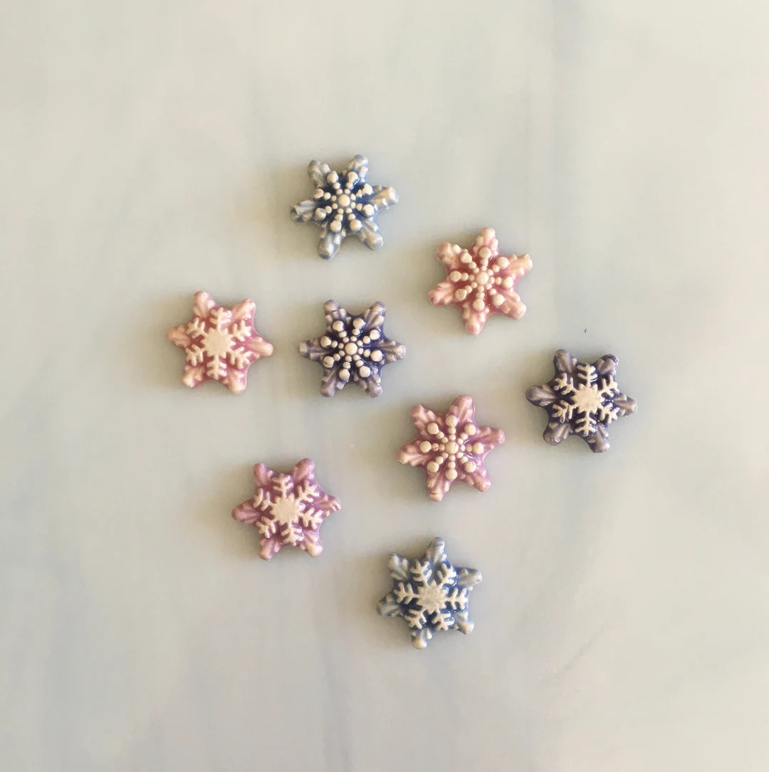 Ceramic Snowflake Tiles 8 Pcs Variety Styles and Colors - Etsy | Etsy (US)