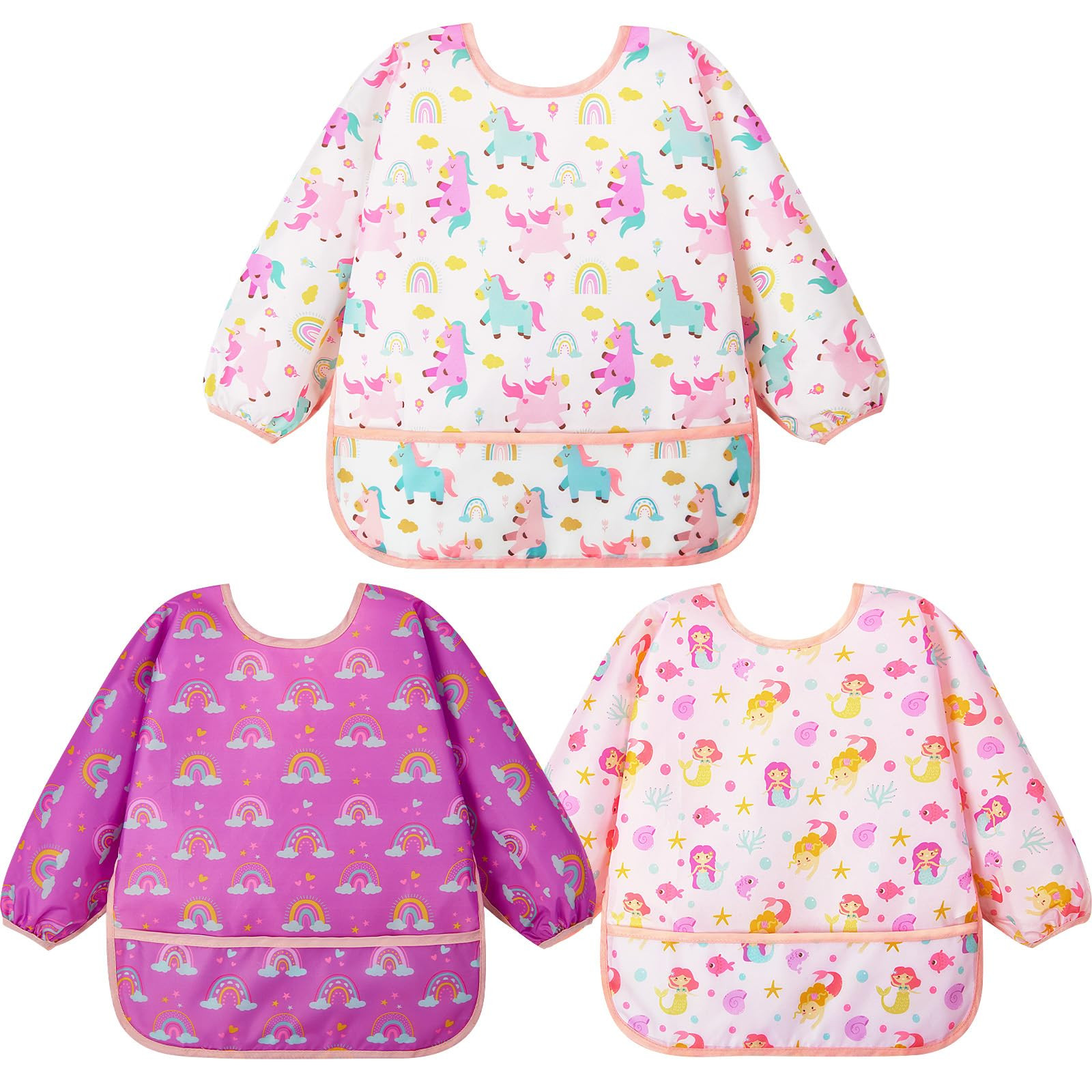 Lictin 3 Pack Baby Bibs for Boy or Girl, Cute Long Sleeve Bib, Waterproof Bibs for Toddlers,Adjus... | Amazon (US)