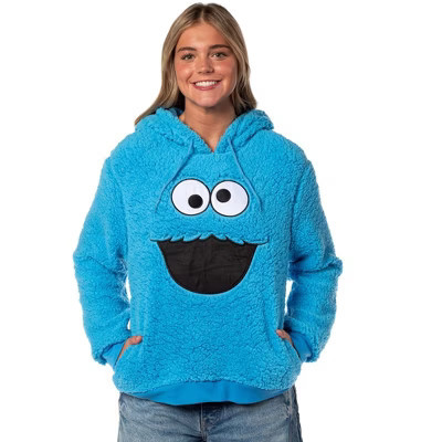 Sesame Street Women's Cookie Monster Embroidered Face Plush Fleece Hoodie (2XL) | Target