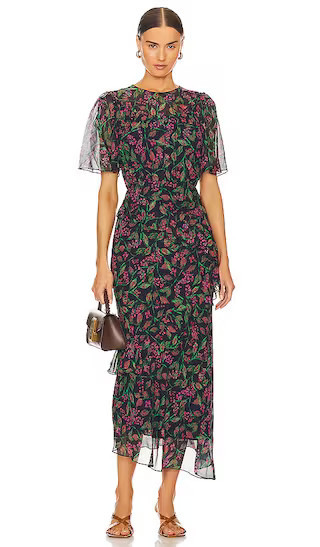 Vida-B Dress in Cedar Dark Green Floral Dress Pink Floral Dress Short Sleeve Maxi Dress With Sleeves | Revolve Clothing (Global)