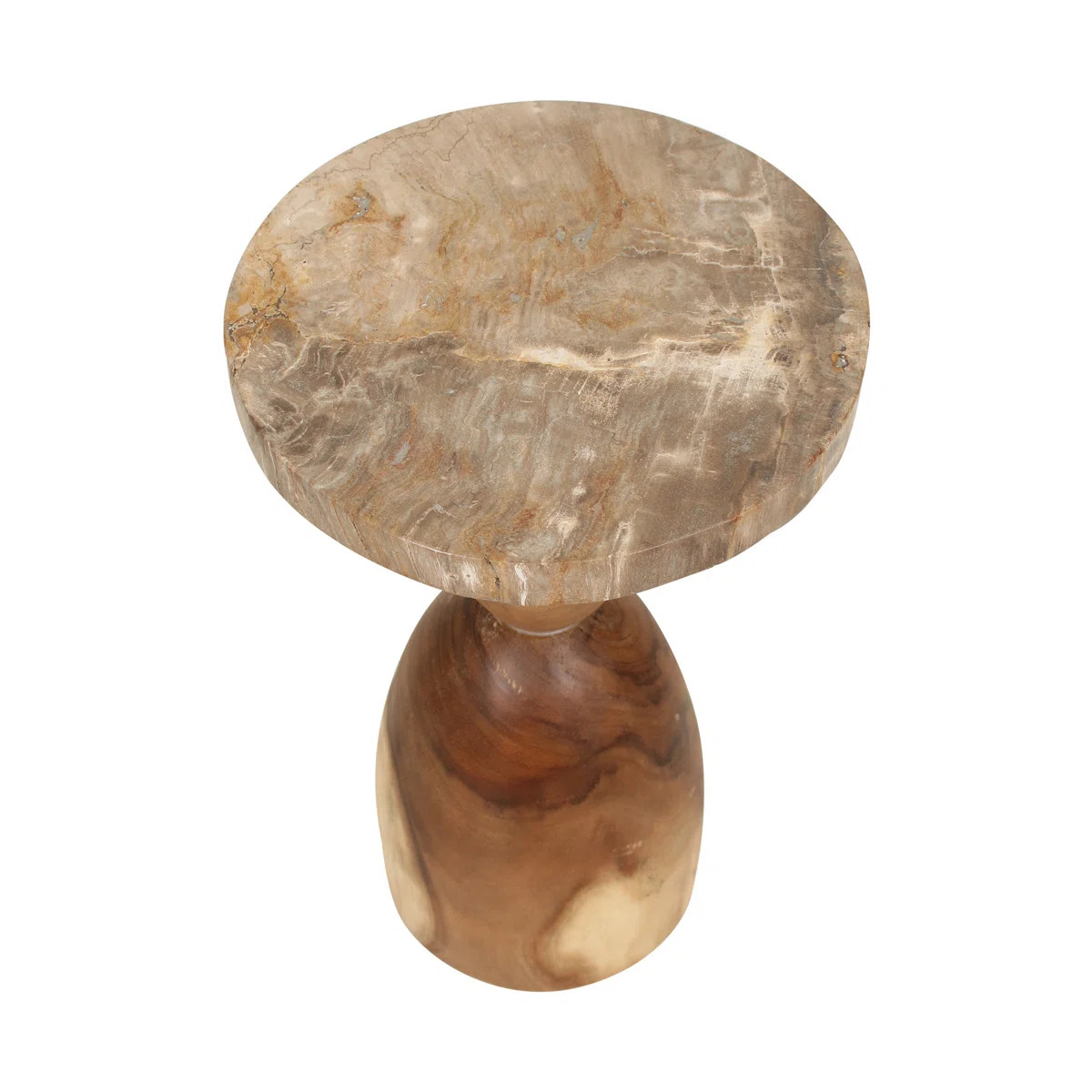 Jasmine Hourglass Petrified Wood Top Accent Table | Wayfair North America