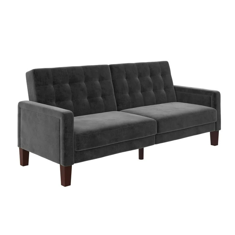 Better Homes & Gardens Porter Fabric Tufted Futon, Gray Velvet | Walmart (US)
