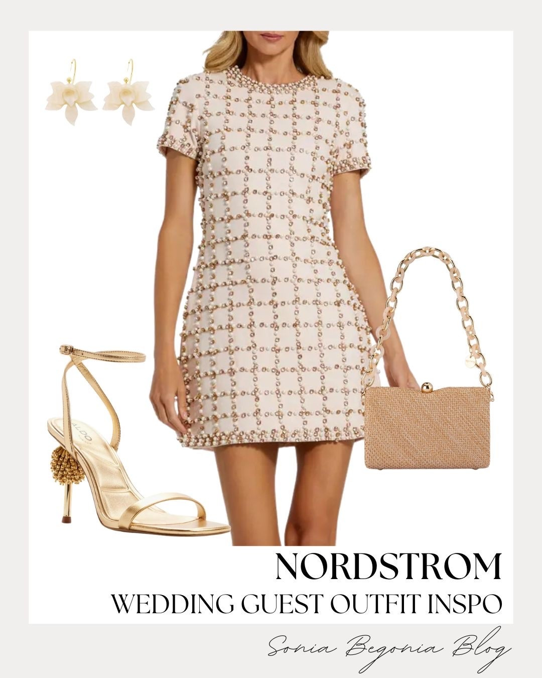 I am completely in love with this stunning beaded shift mini dress for a wedding guest look! ✨

I styled it with gold Aldo ankle-strap heels, floral drop earrings, and a chic woven clutch with a statement chain handle for an elegant vibe.

Shop this beautiful outfit now. 🤍 

#NordstromFinds #WeddingGuestStyle #OOTD #AldoShoes #MiniDress #WeddingGuestOutsp

#LTKootd #LTKWedding