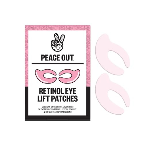 PEACE OUT Retinol Eye Lift Patches, 360\u00b0 Biocellulose Mask with Encapsulated Retinol, Peptid... | Amazon (US)