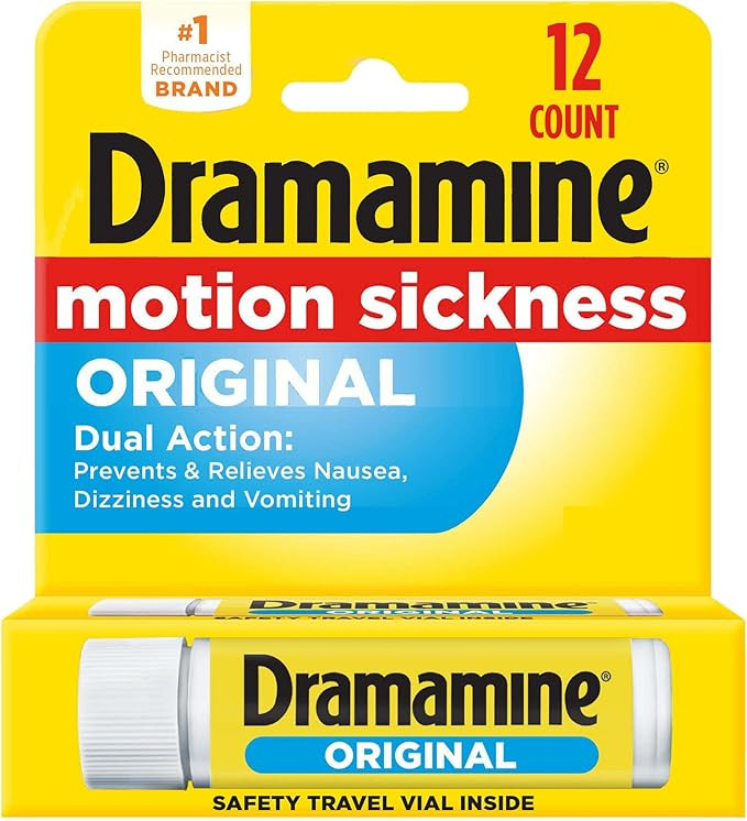 Dramamine Original, Motion Sickness Relief, Travel Vial, 12 Count | Amazon (US)