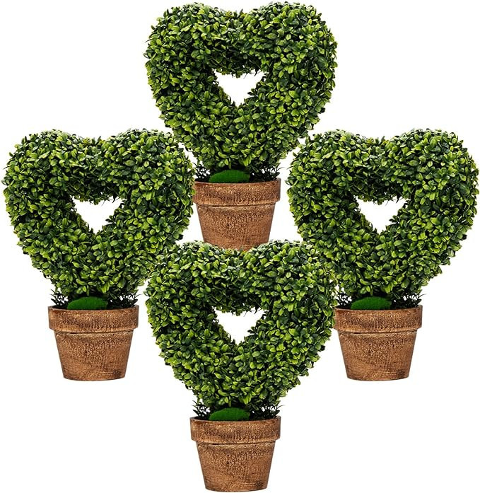 Goplus 4 Pack Artificial Boxwood Topiary Trees, Mini Fake Greenery Plants, Small Faux Decorative ... | Amazon (US)