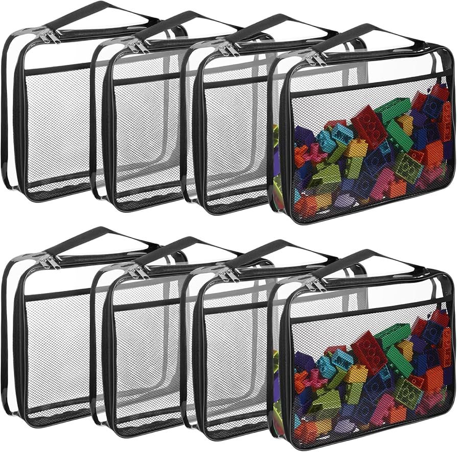8 Packs Toy Storage Bags with Zipper, Clear PVC Organizing Bags, Reusable Toy Storage Organizer w... | Amazon (US)