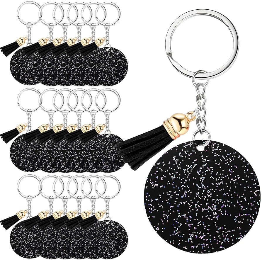 Sureio 20 Set Acrylic Keychain Blank with Key Rings 20 Pcs 1.97'' Glitter Acrylic Blanks 20 Pcs K... | Amazon (US)