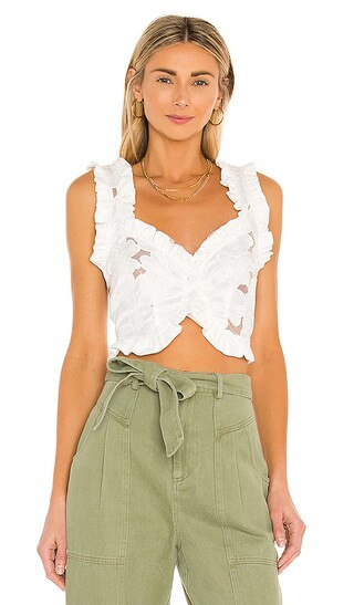 Evelyn Crop Top in Ivory | Revolve Clothing (Global)