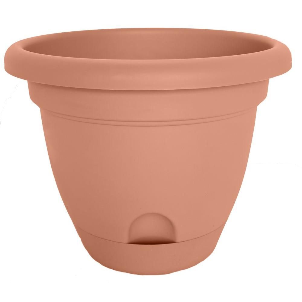 16 x 14.25 Terra Cotta Lucca Plastic Self Watering Planter | The Home Depot