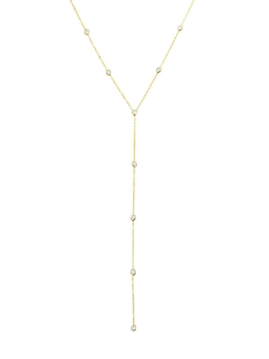 Emily 14K-Gold-Plated & Cubic Zirconia Lariat Necklace | Saks Fifth Avenue