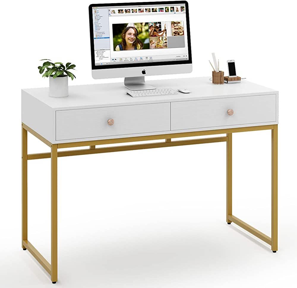 Tribesigns Computer Desk, Modern Simple 47 inch Home Office Desk Study Table Writing Desk with 2 ... | Amazon (US)