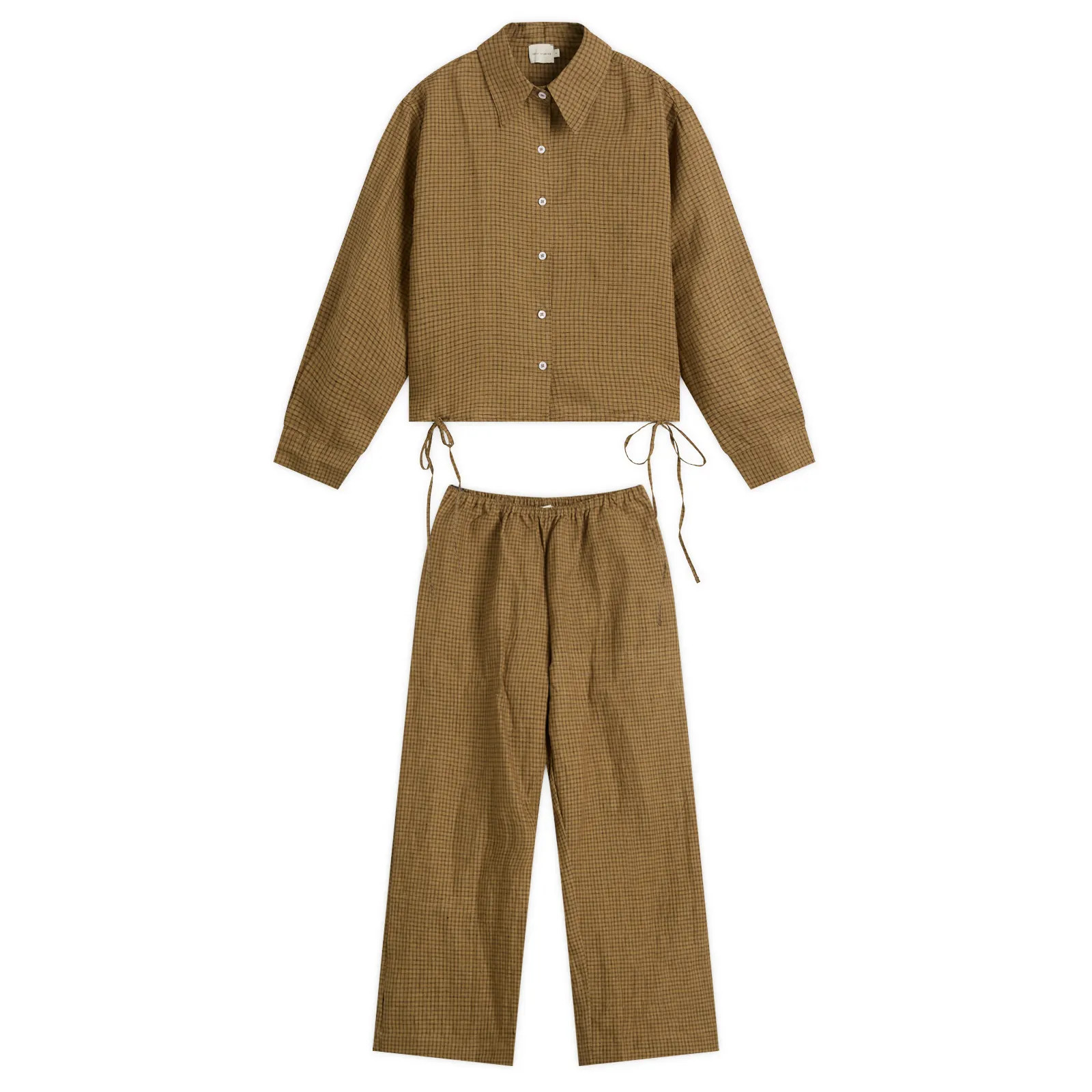 Deiji Studios Women's Tie Hem Linen Set Pine Check | END. Clothing