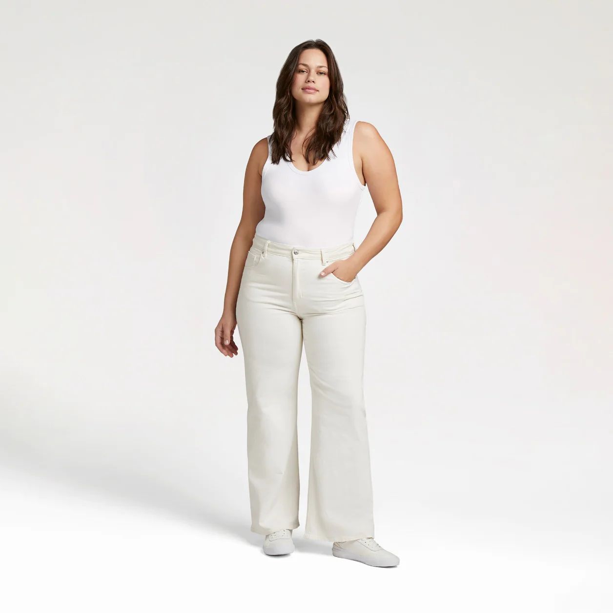 Women's Seamless Scoop Tank Bodysuit - White - nuuds | nuuds
