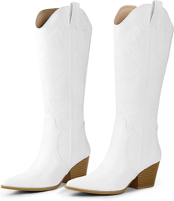 Arromic Women Cowgirl Boots, Embroidered Western Cowboy Boots for Women Knee High Tall Pointed To... | Amazon (US)