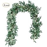 TOPHOUSE 2 Packs 6.5 Feet Artificial Silver Dollar Eucalyptus Leaves Garland with Willow Leaves for  | Amazon (US)