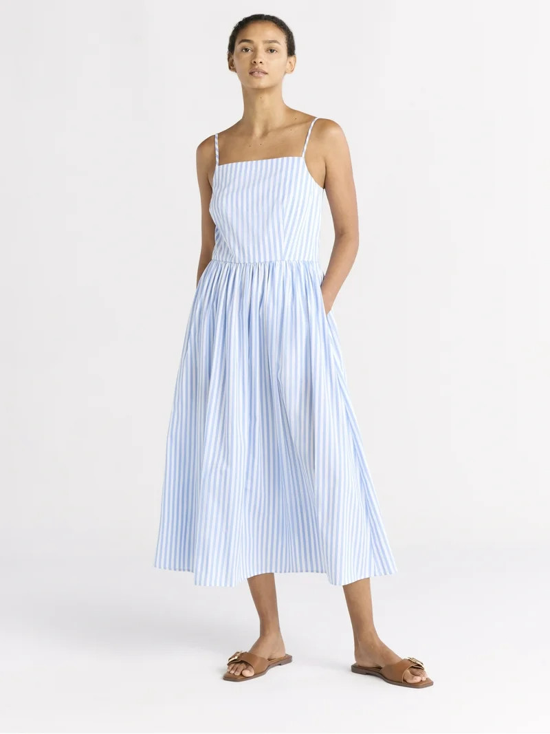 Free Assembly Women's Sleeveless Square Neck Midi Dress, Sizes XS-XXL | Walmart (US)