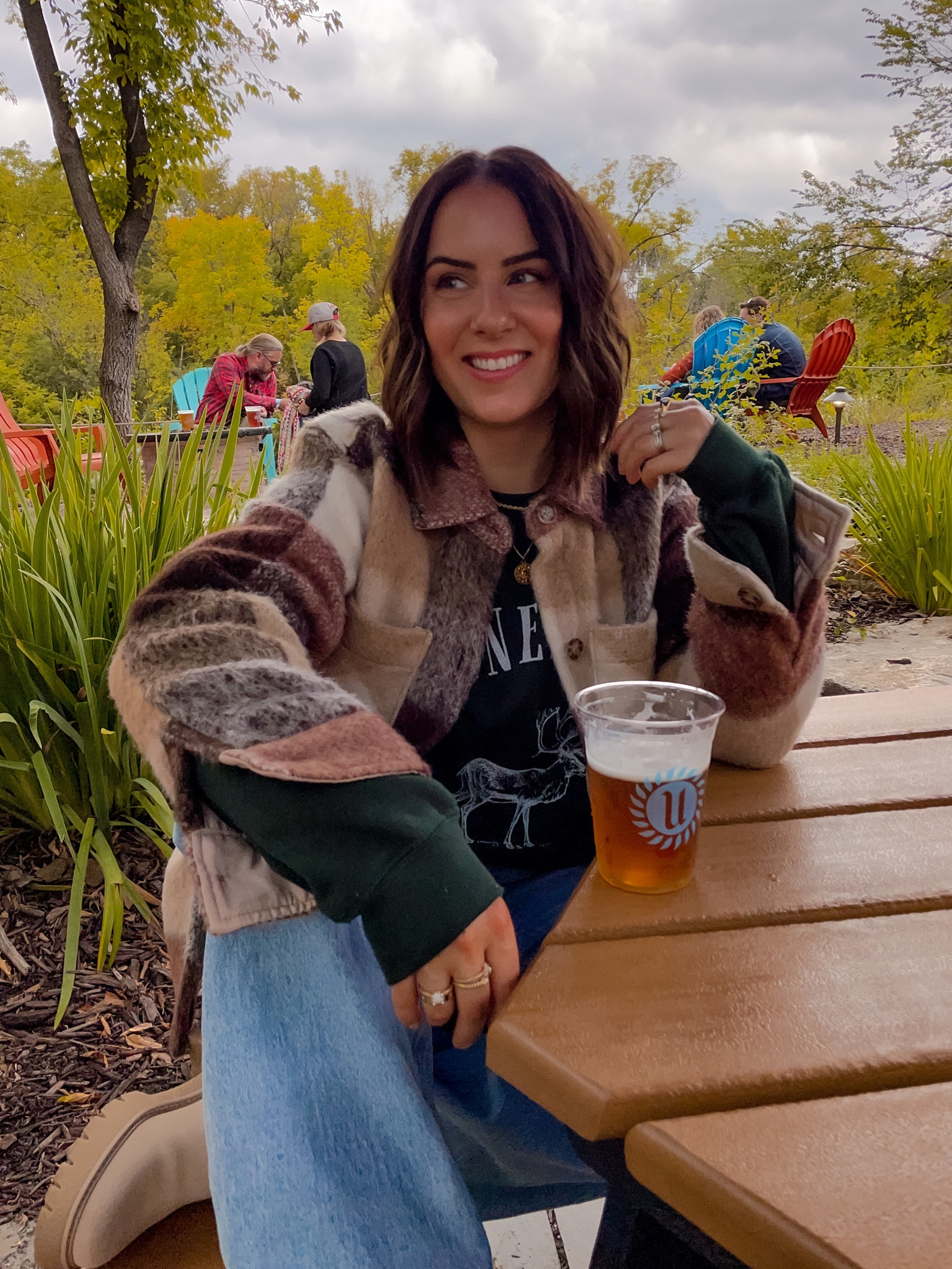 Casual fall outfit - size down one in jacket (xs), m in sweatshirt, 28s in denim, boots are tts 

#LTKSeasonal #LTKunder100