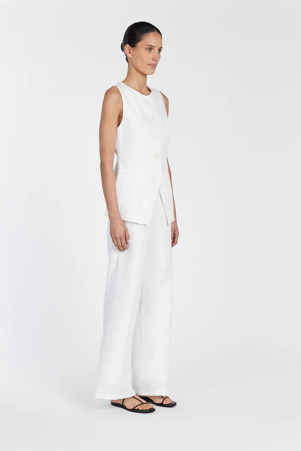 FLICK WHITE LINEN PANT | DISSH