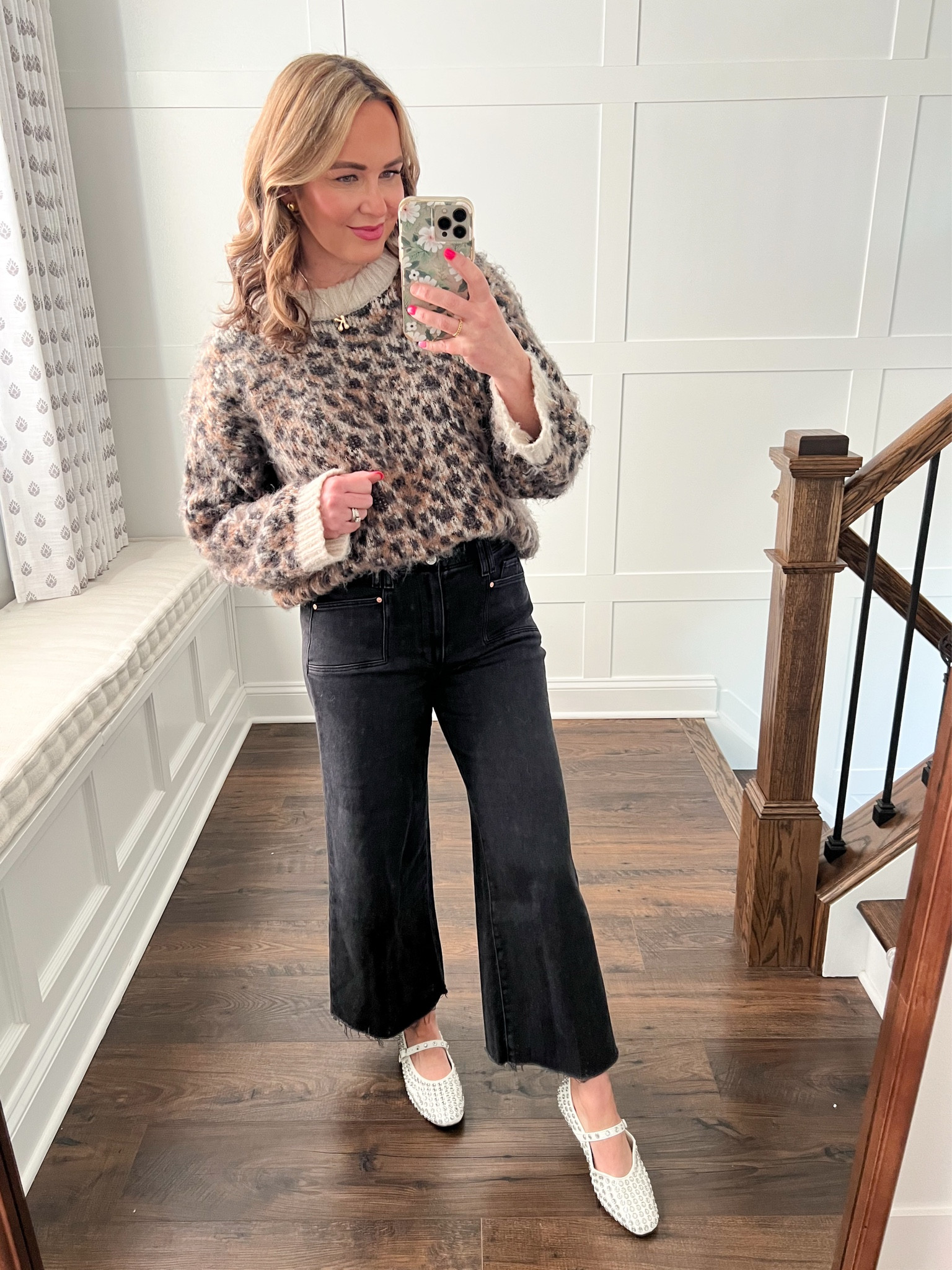 Sweater and studded ballet flats are from Target! Sweater is selling fast and runs big so don’t size up. Wearing size small. My jeans are a splurge but are so comfortable (they have stretch in them) and are so versatile! I love the cropped wide leg silhouette  

#LTKOver40 #LTKSaleAlert #LTKShoeCrush