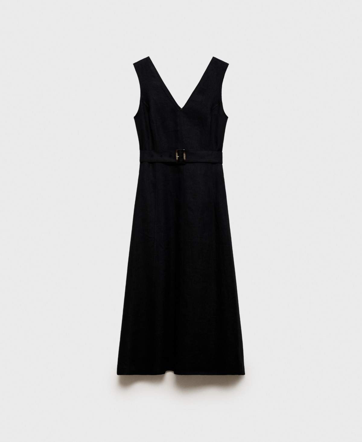 Mango Women's Flared Linen Dress - Black | Macy's