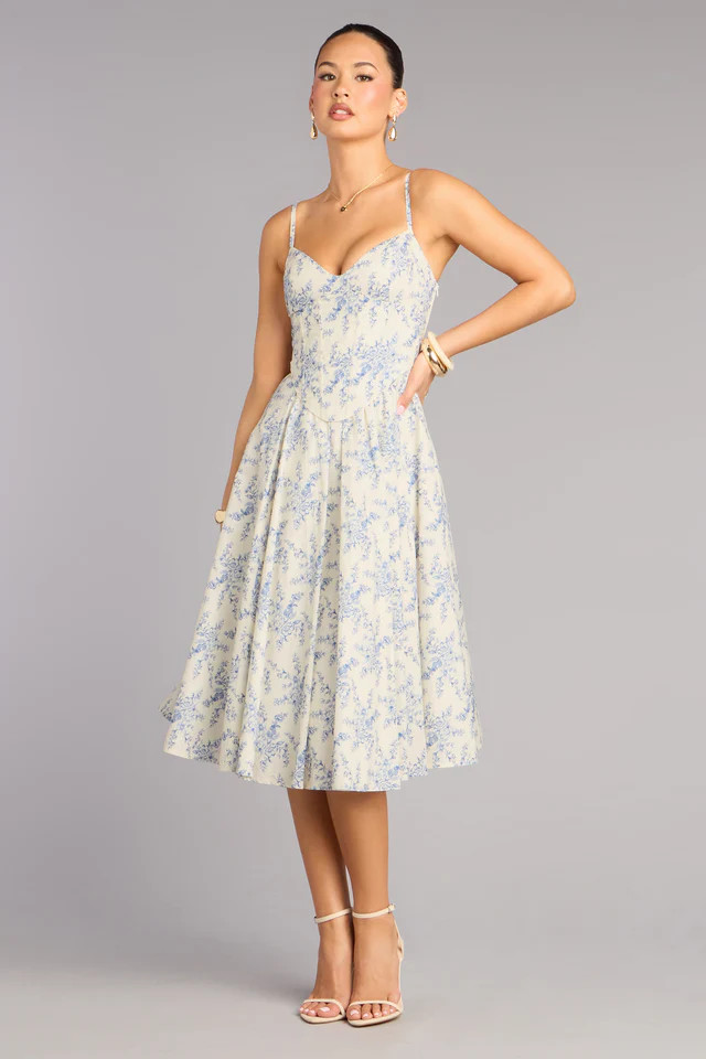 Garden Party Goals Floral Corset A-Line Midi Dress | Windsor Stores