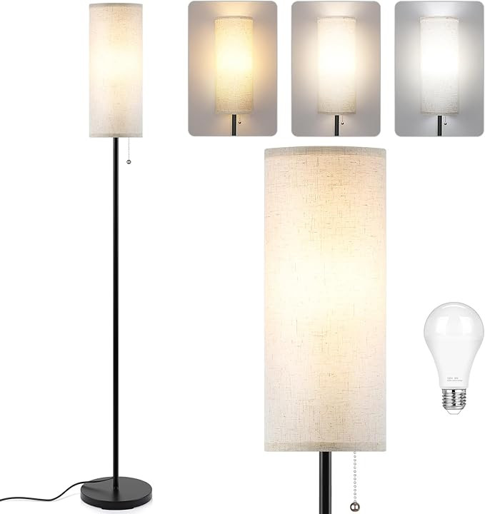 Floor Lamp for Living Room, 3 Color Temperature Modern Standing Lamps, Minimalist Pole Lamp Tall ... | Amazon (US)