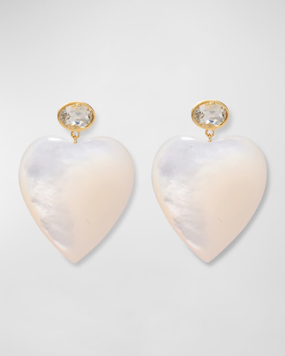 Lizzie Fortunato Valentina 24K Gold Plated Amethyst Mother-Of-Pearl Heart Drop Earrings | Neiman Marcus