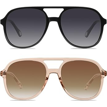 YDAOWKN Retro Square Aviator Sunglasses for Womens Mens Vintage 70s Double Bridge Sun Glasses | Amazon (US)