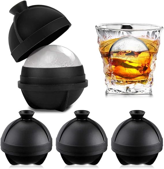 Ice Ball Mould Set of 4, Extra Large Silicone Ice Ball Maker BPA Free, Reusable Sphere Shapes Ice... | Amazon (UK)
