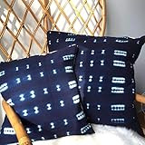 Shibori Indigo Blue African Mudcloth Pillow Covers | Amazon (US)