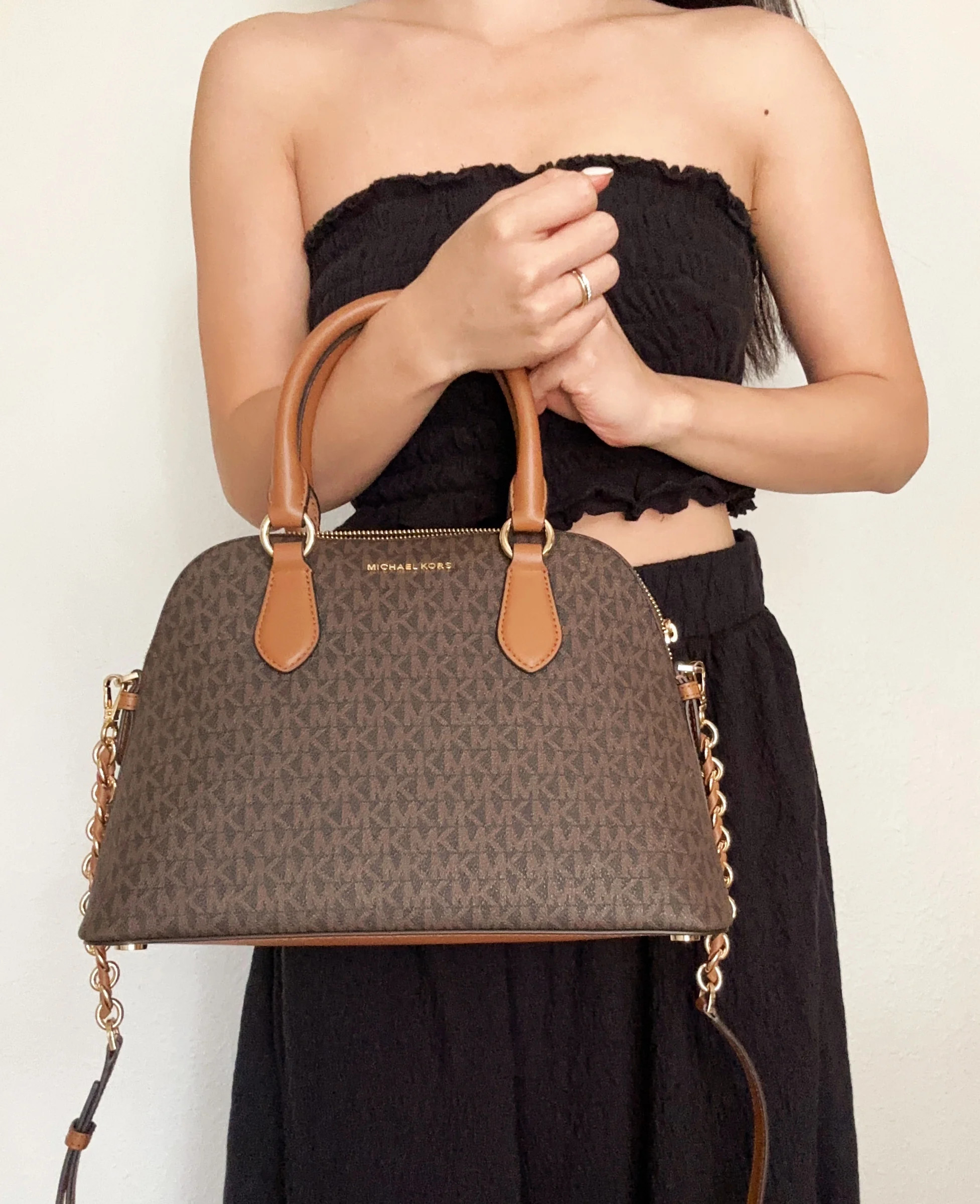 Michael Kors Veronica Medium Logo Dome Satchel (BRN/ACORN) | Walmart (US)