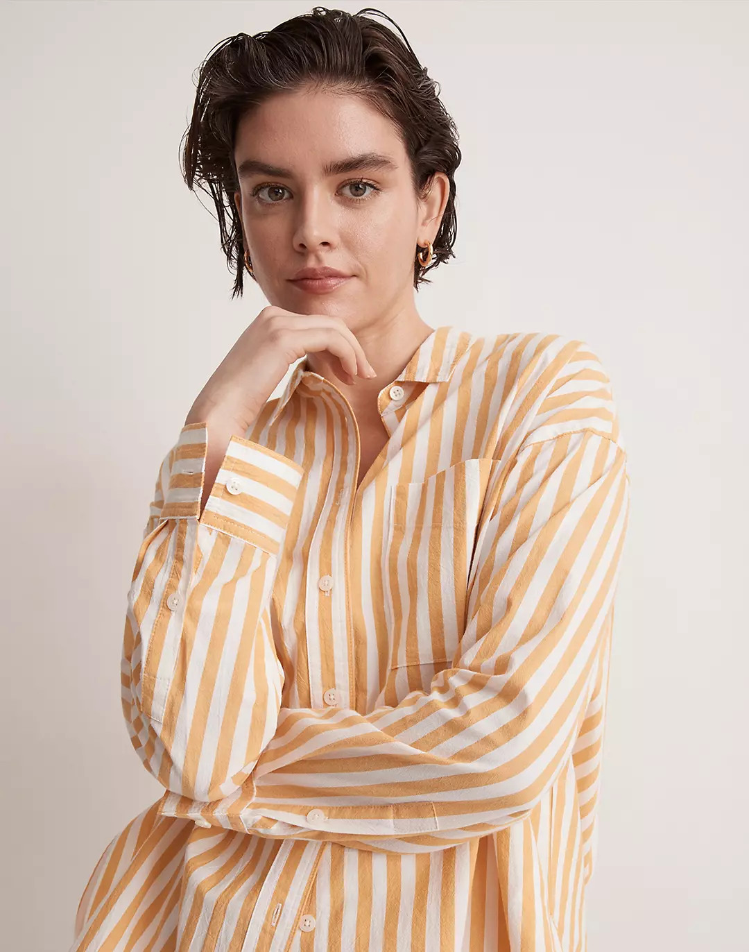 The Signature Poplin Oversized Shirt in Springy Stripe | Madewell