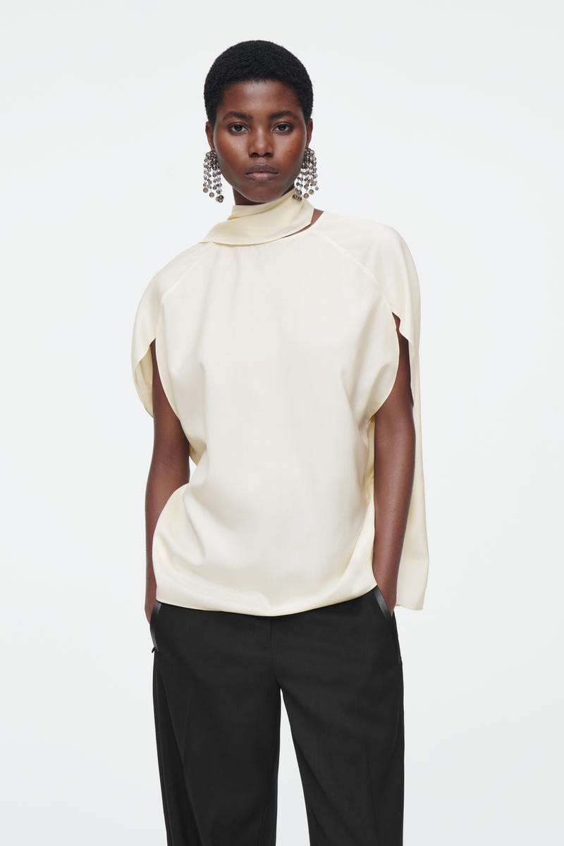 COS Women's The Scarf Blouse in White | Silk | Size: 16 | COS (AU)